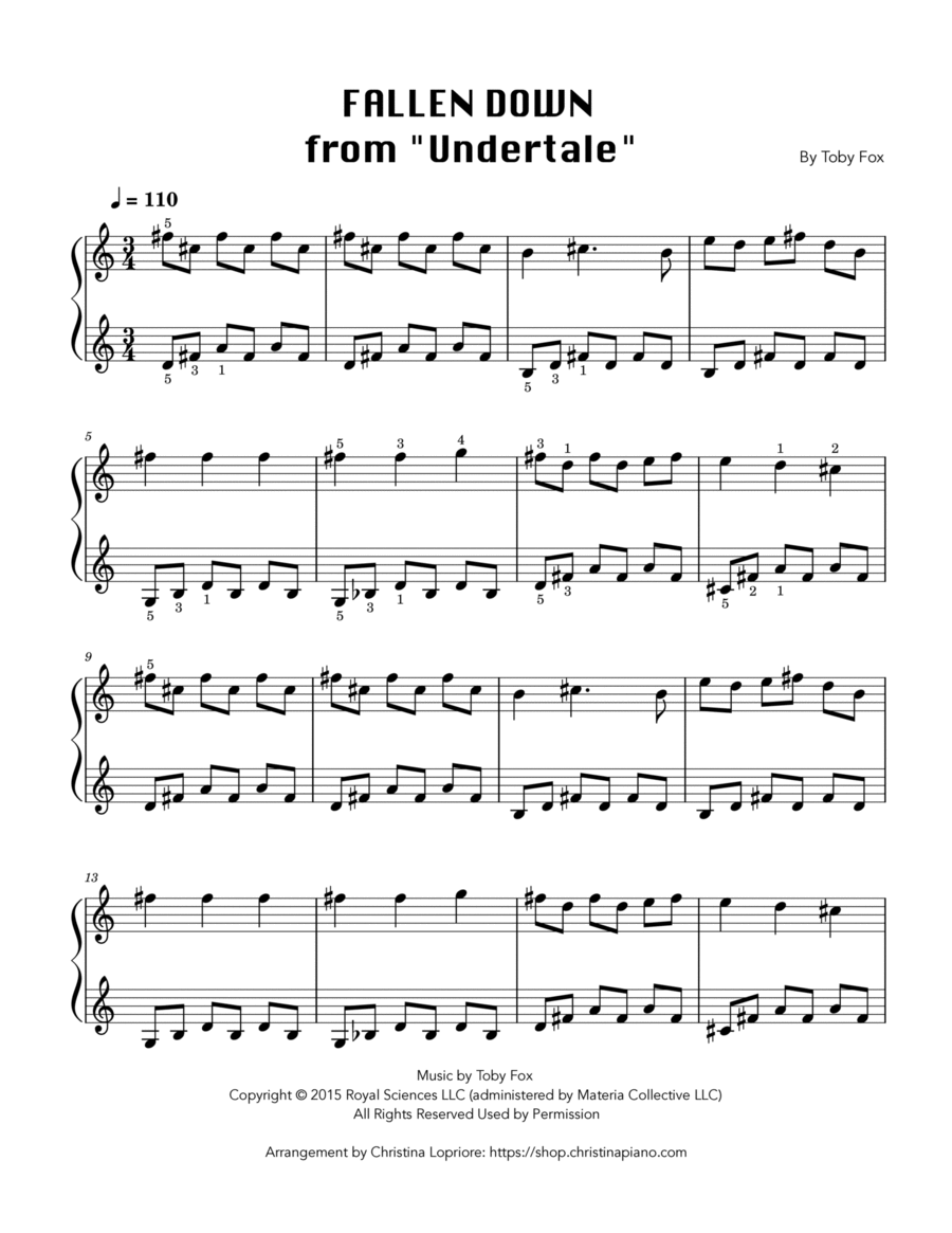 falling down piano sheet music falling down piano sheet music