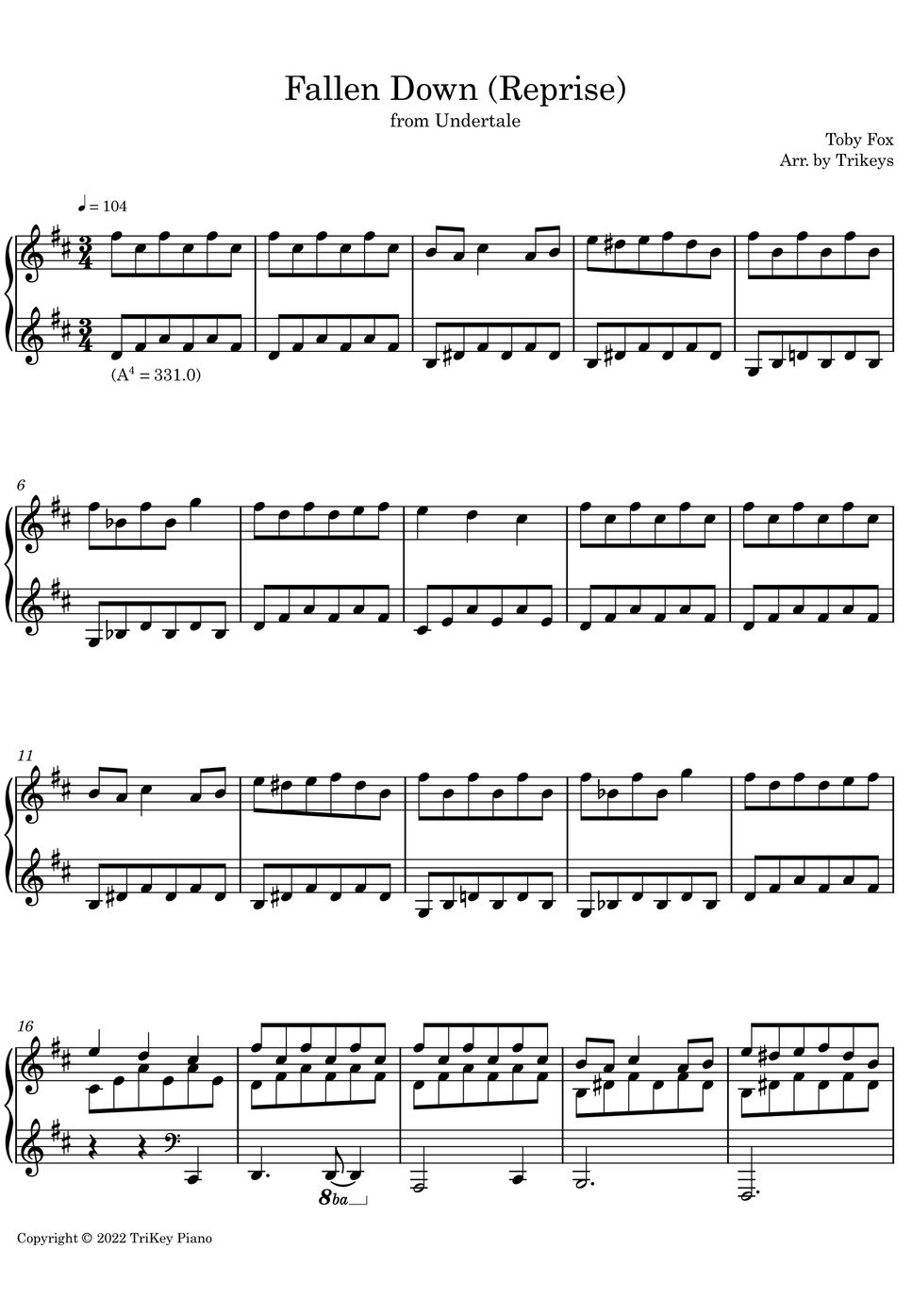 fallen down piano sheet music