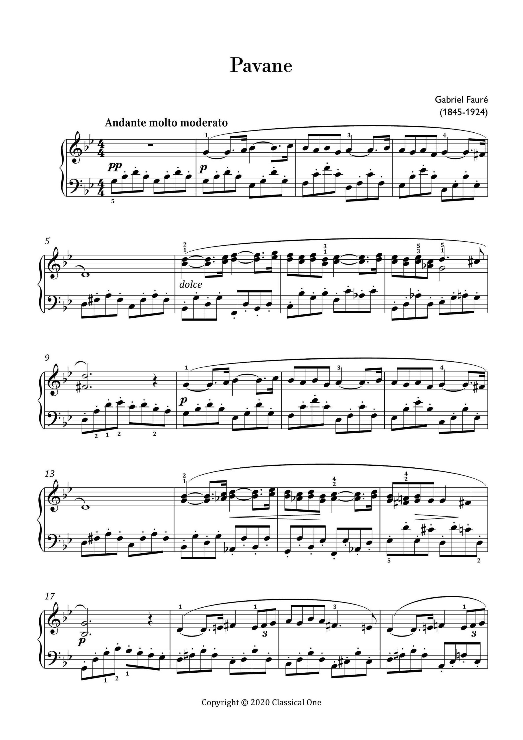 Faure Pavane easy Piano Sheet Music classical Music Music Score Digital Music Score Pop Piano Songs Etsy