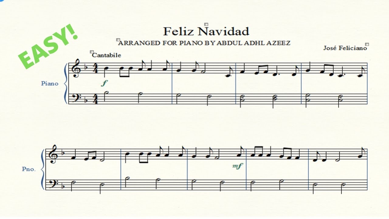 Feliz Navidad Piano Sheet Music Easy Beginner YouTube Feliz Navidad Piano Sheet Music Easy Beginner YouTube