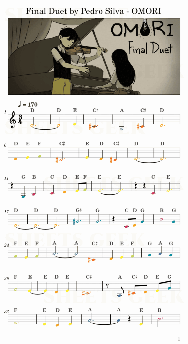 Final Duet By Pedro Silva OMORI Easy Sheet Music