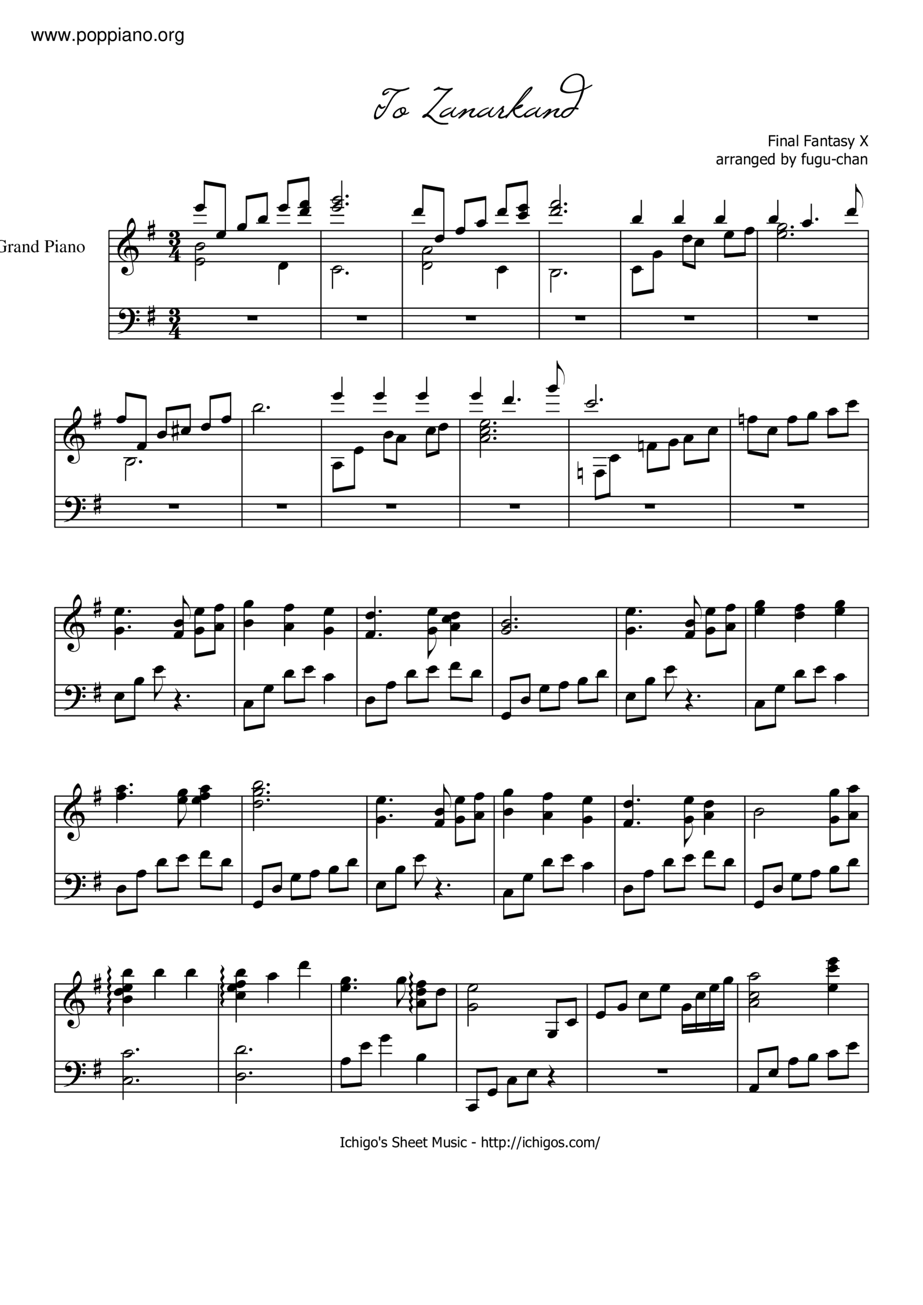  Final Fantasy X To Zanarkand Sheet Music Pdf Free Score Download 