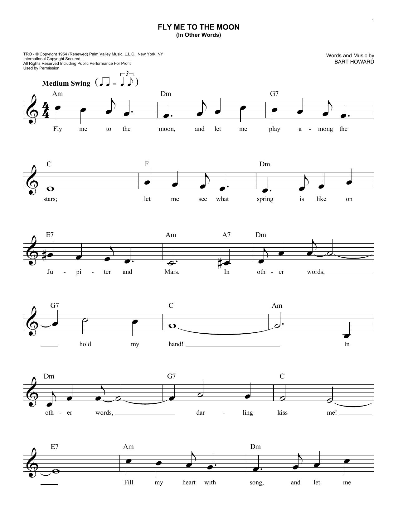 fly me to the moon piano music sheet fly me to the moon piano music sheet