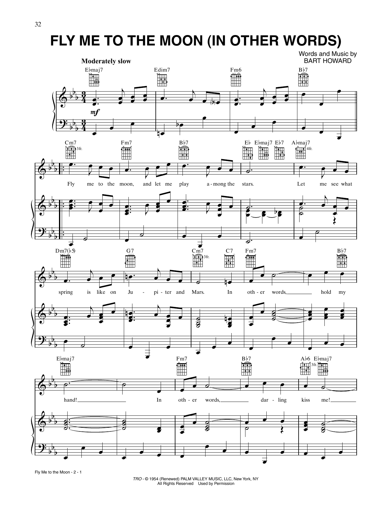 Fly Me To The Moon In Other Words By Tony Bennett Sheet Music For Piano Vocal Guitar Chords Right Hand Melody At Sheet Music Direct Fly Me To The Moon In Other Words By Tony Bennett Sheet Music For Piano Vocal Guitar Chords Right Hand Melody At Sheet Music Direct