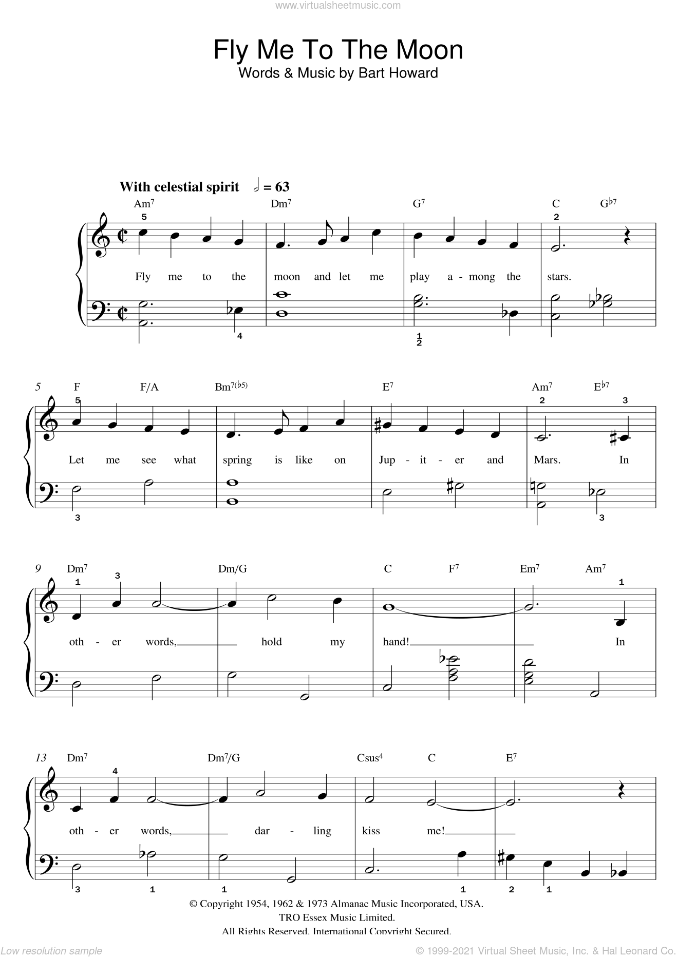 Fly Me To The Moon In Other Words Sheet Music beginner For Piano Solo beginners Fly Me To The Moon In Other Words Sheet Music beginner For Piano Solo beginners
