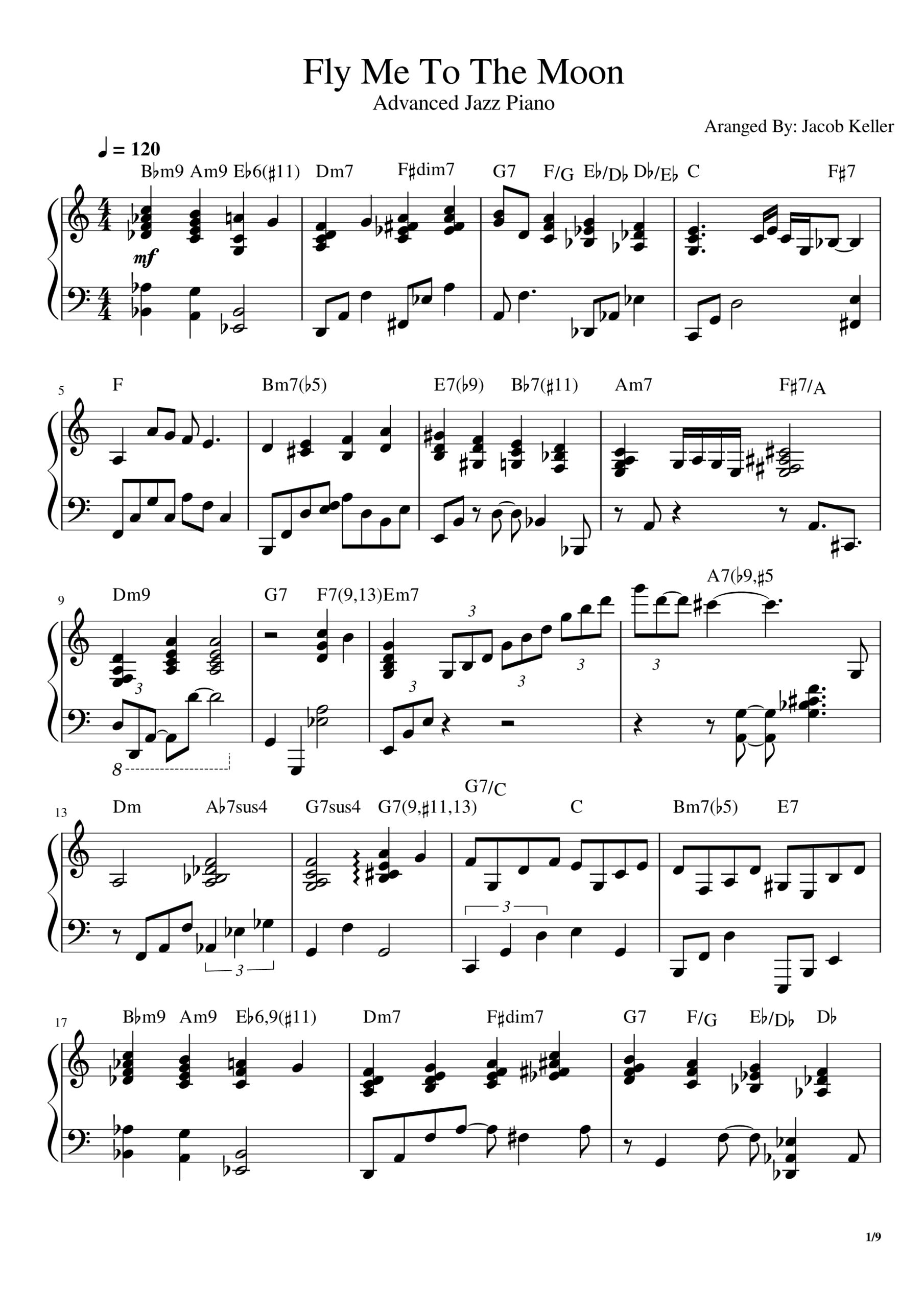 fly me to the moon piano sheet music fly me to the moon piano sheet music