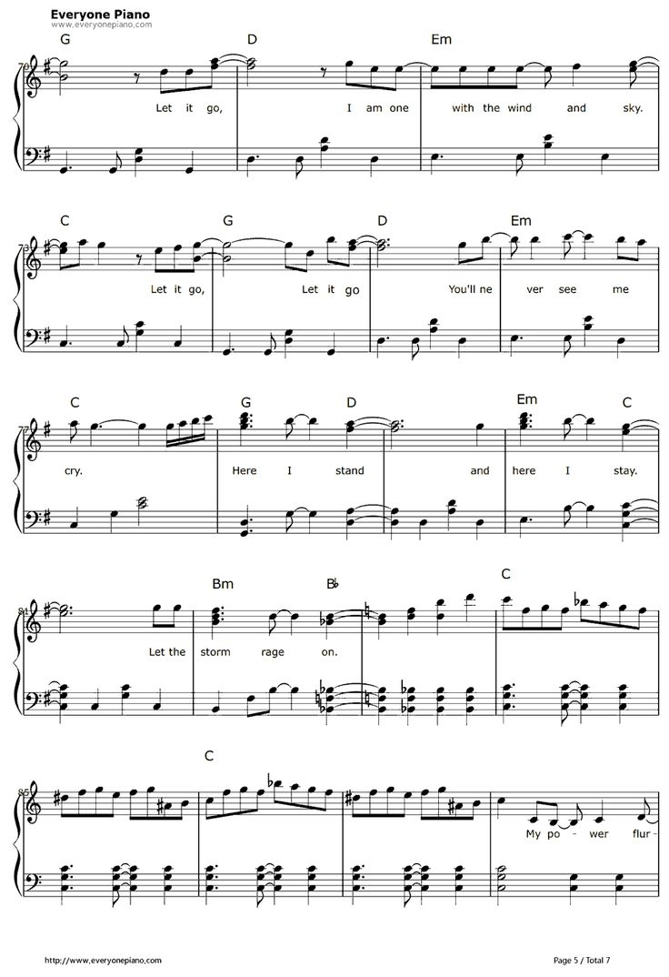 Free Let It Go Easy Version Frozen Theme Piano Sheet Music Preview 5 Free Piano Sheet Music Piano Chords