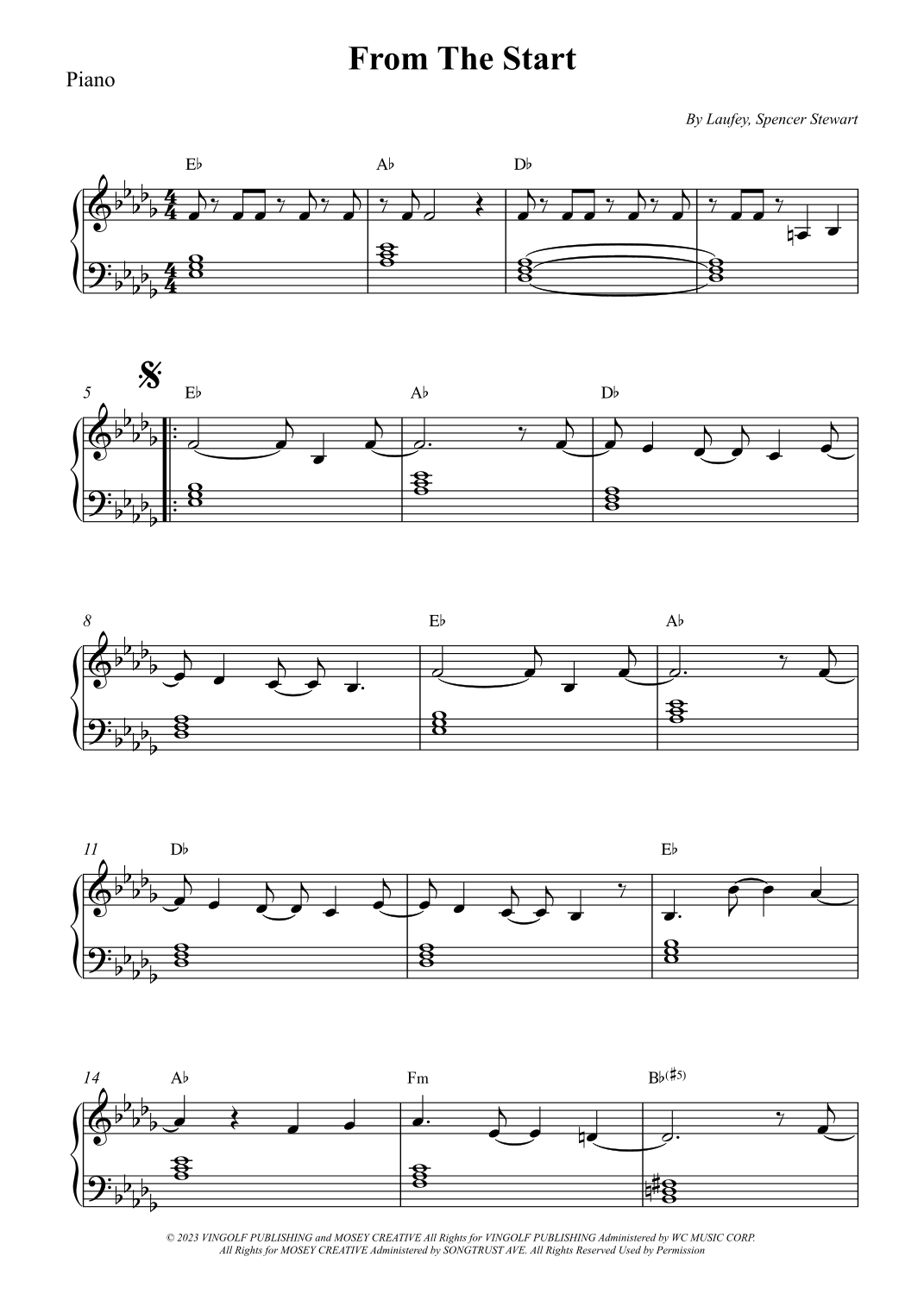 From The Start arr Wesley S SIlva By Laufey Sheet Music For Easy Piano At Sheet Music Direct From The Start arr Wesley S SIlva By Laufey Sheet Music For Easy Piano At Sheet Music Direct