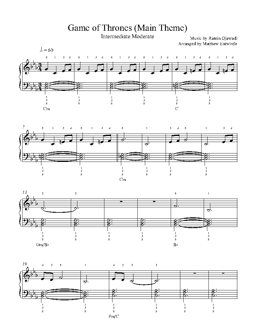 Game Of Thrones Main Theme By Ramin Djawadi Sheet Music Lesson Intermediate Level Game Of Thrones Main Theme By Ramin Djawadi Sheet Music Lesson Intermediate Level