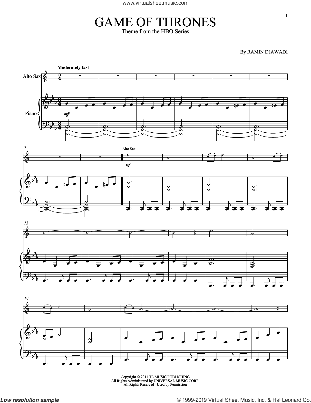 Game Of Thrones Sheet Music For Alto Saxophone And Piano PDF Game Of Thrones Sheet Music For Alto Saxophone And Piano PDF