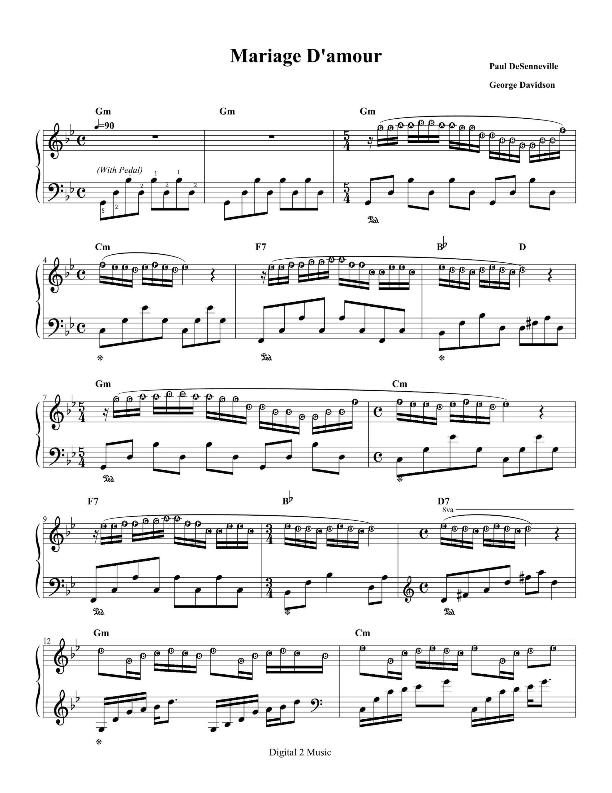 George Davidson Mariage D amour Piano Sheet Music classical Music Music Score Digital Music Score Pop Piano Songs Etsy