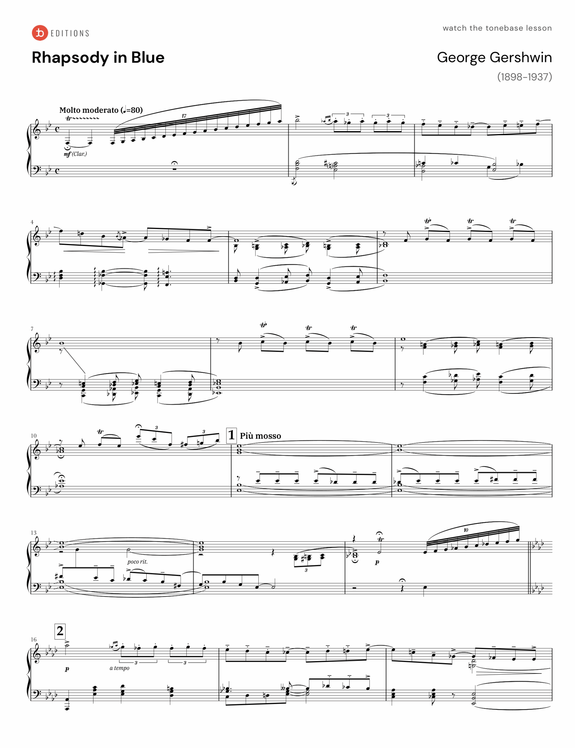 George Gershwin Rhapsody In Blue Piano And Orchestra Free Piano Sheet Music George Gershwin Rhapsody In Blue Piano And Orchestra Free Piano Sheet Music