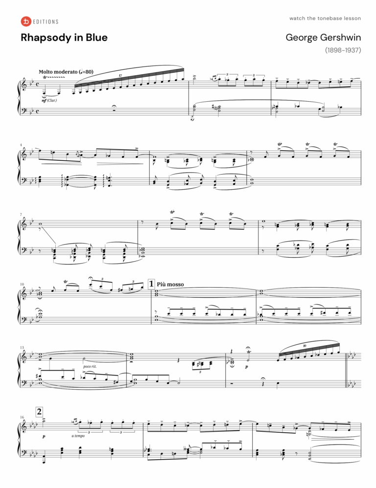 George Gershwin Rhapsody In Blue Piano And Orchestra Free Piano Sheet Music