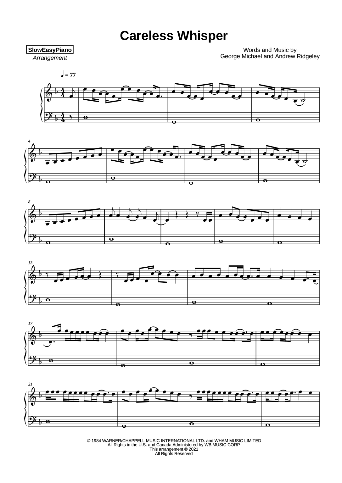 George Michael Careless Whisper EASY Claivert s Piano X SlowEasyPiano George Michael Careless Whisper EASY Claivert s Piano X SlowEasyPiano