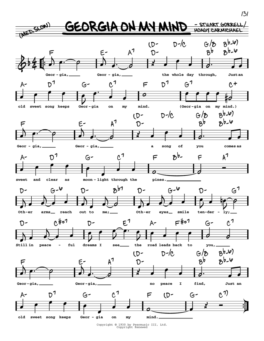 Georgia On My Mind arr Robert Rawlins By Ray Charles Piano Voice C Instrument Digital Sheet Music Sheet Music Plus Georgia On My Mind arr Robert Rawlins By Ray Charles Piano Voice C Instrument Digital Sheet Music Sheet Music Plus