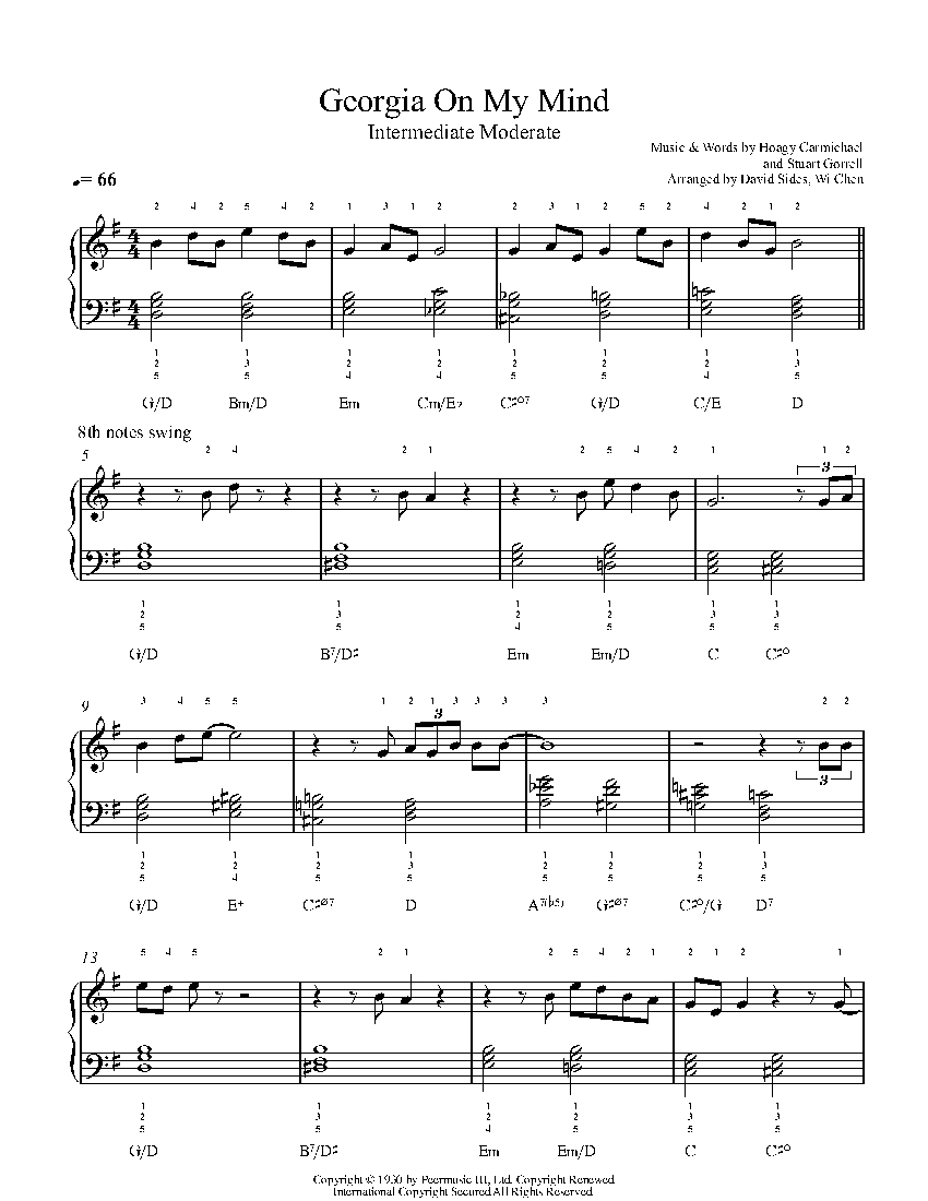 Georgia On My Mind By Ray Charles Sheet Music Lesson Intermediate Level Georgia On My Mind By Ray Charles Sheet Music Lesson Intermediate Level