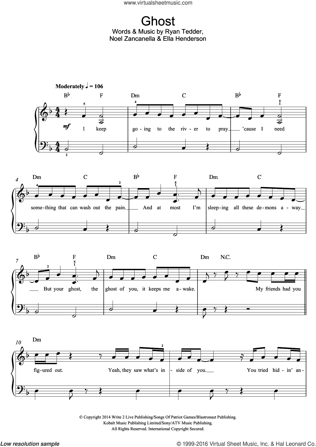 Ghost Sheet Music beginner For Piano Solo beginners PDF 