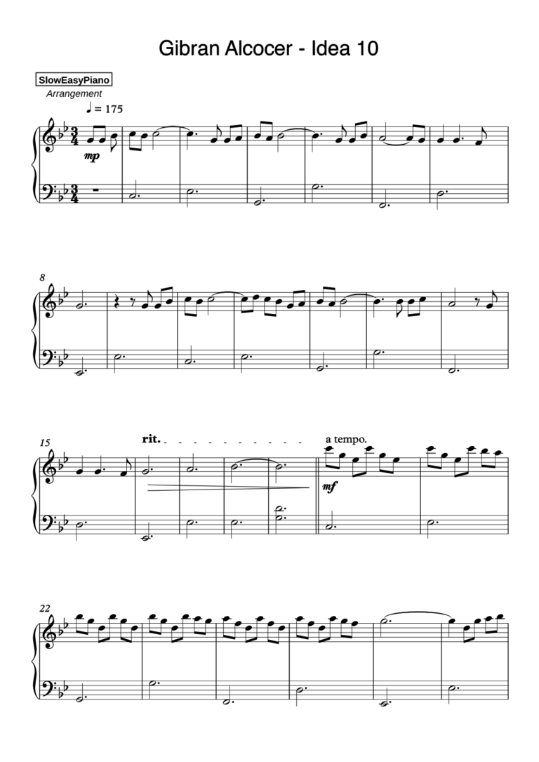 Gibran Alcocer Idea 10 EASY Claivert s Piano X SlowEasyPiano