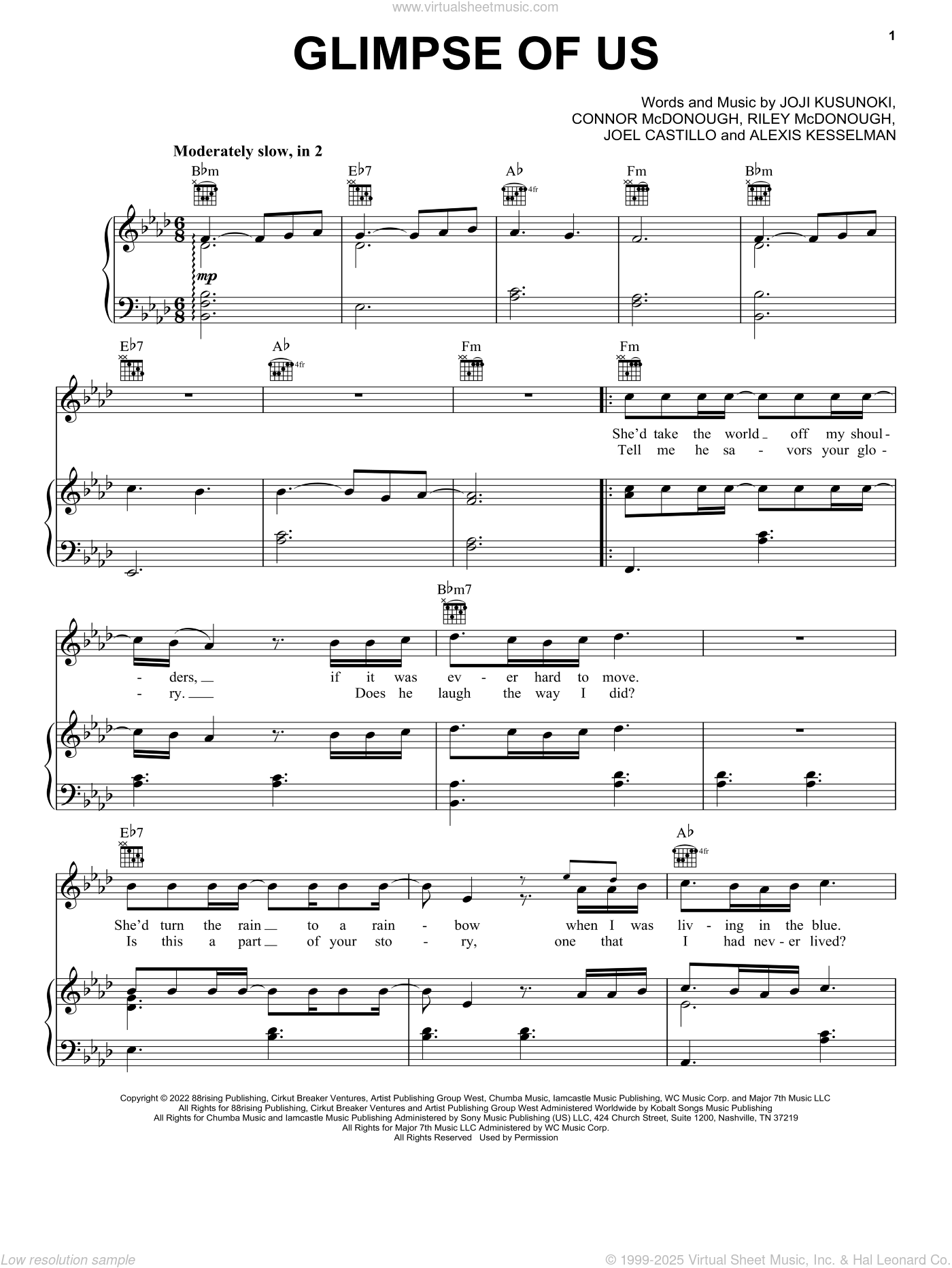 Glimpse Of Us Sheet Music For Voice Piano Or Guitar PDF Glimpse Of Us Sheet Music For Voice Piano Or Guitar PDF