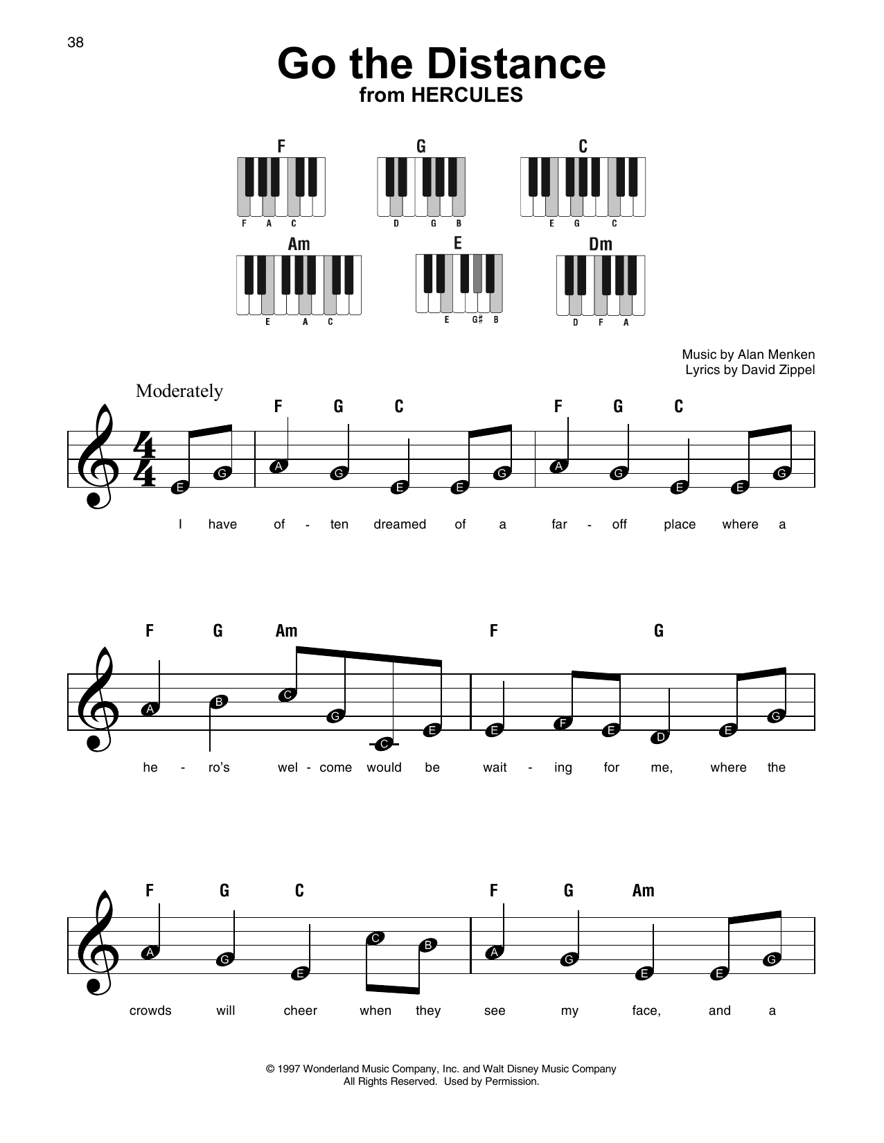 Go The Distance from Hercules By Michael Bolton Sheet Music For Super Easy Piano At Sheet Music Direct