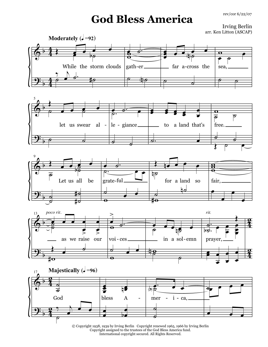 God Bless America arr Ken Litton ASCAP By Celine Dion Sheet Music For Piano Vocal At Sheet Music Direct God Bless America arr Ken Litton ASCAP By Celine Dion Sheet Music For Piano Vocal At Sheet Music Direct