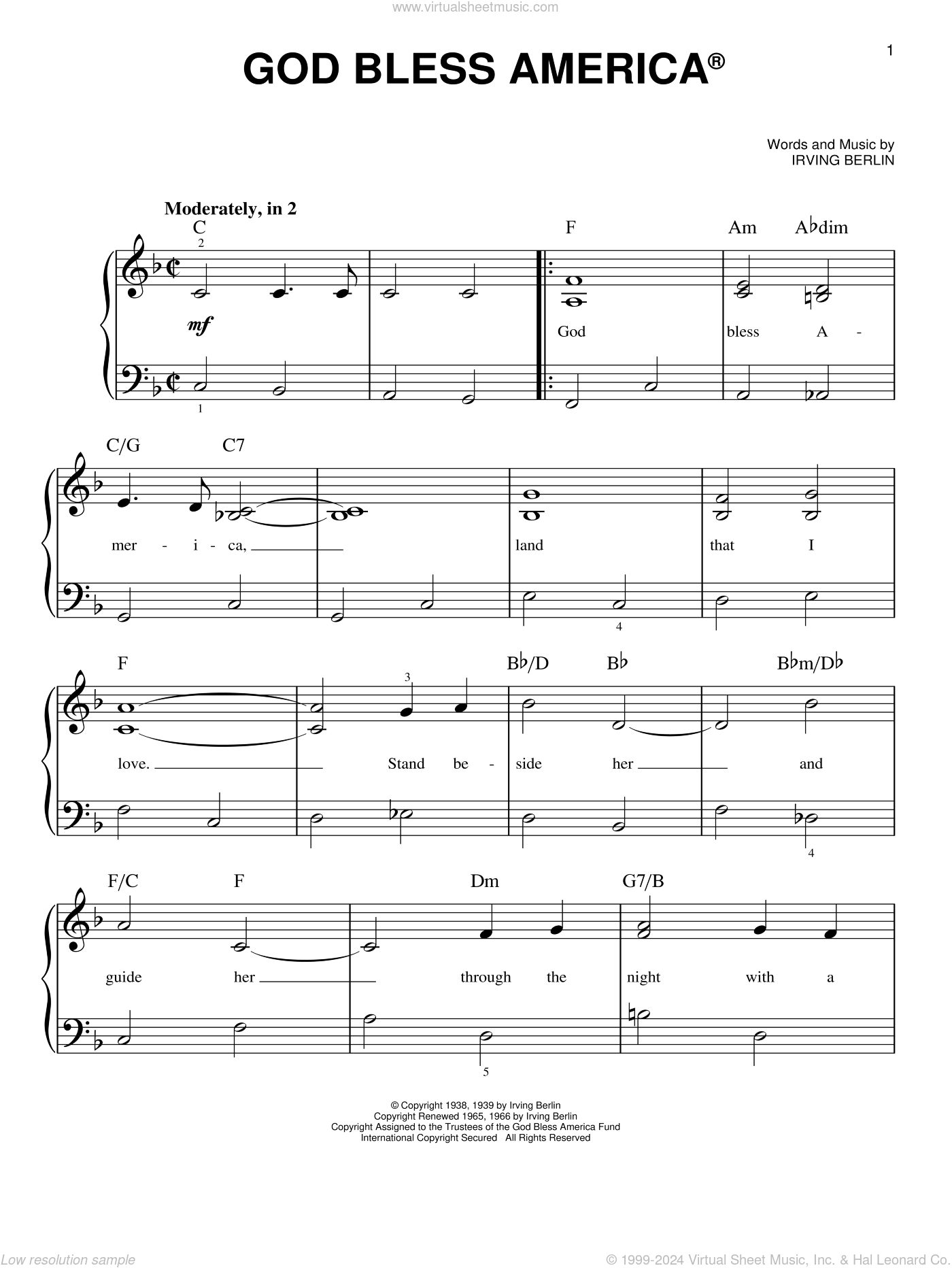 God Bless America beginner Sheet Music For Piano Solo PDF God Bless America beginner Sheet Music For Piano Solo PDF