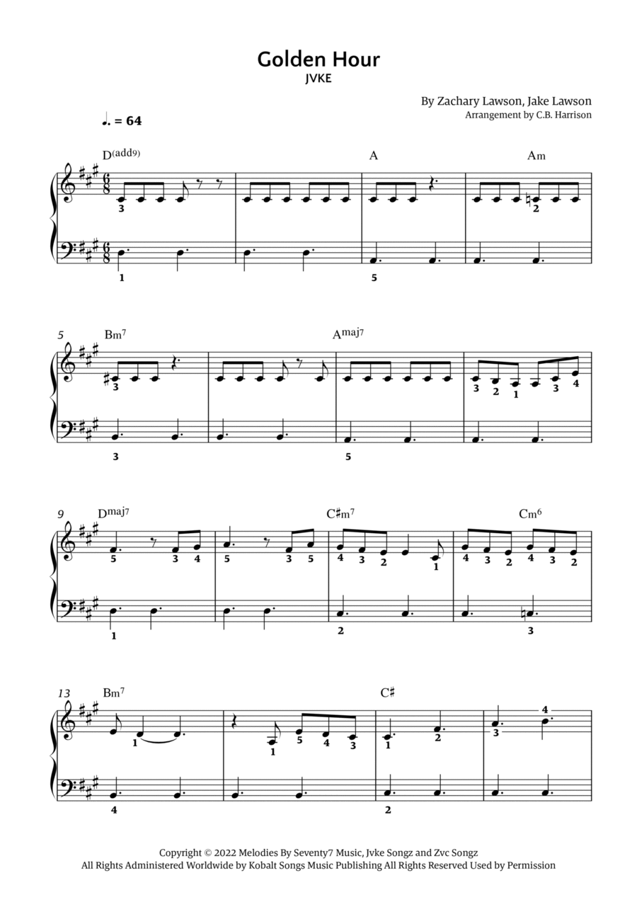 golden hour piano sheet music easy golden hour piano sheet music easy