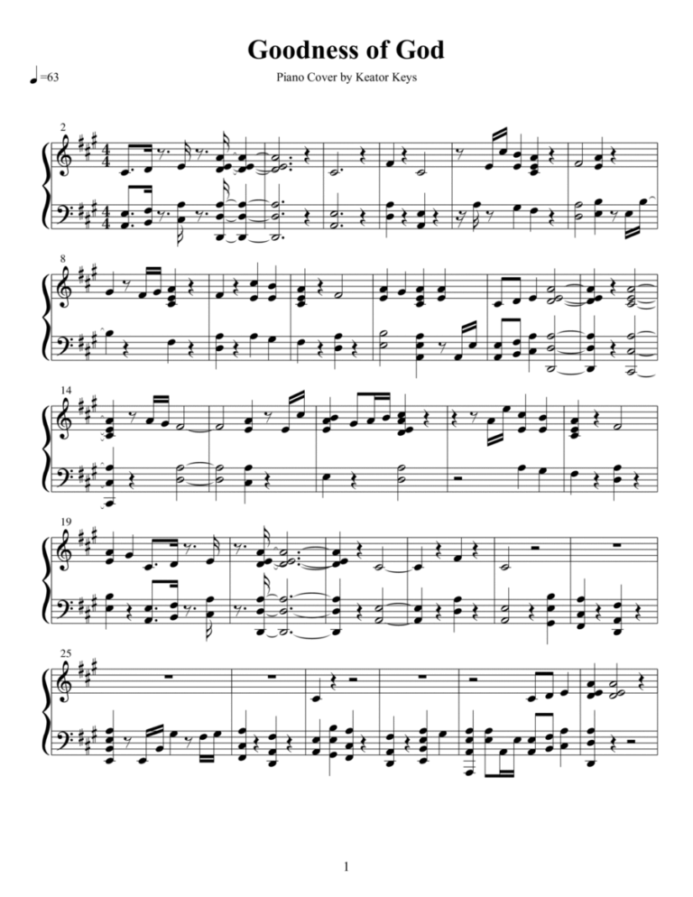 Goodness Of God By Jason Ingram Piano Solo Digital Sheet Music Sheet Music Plus