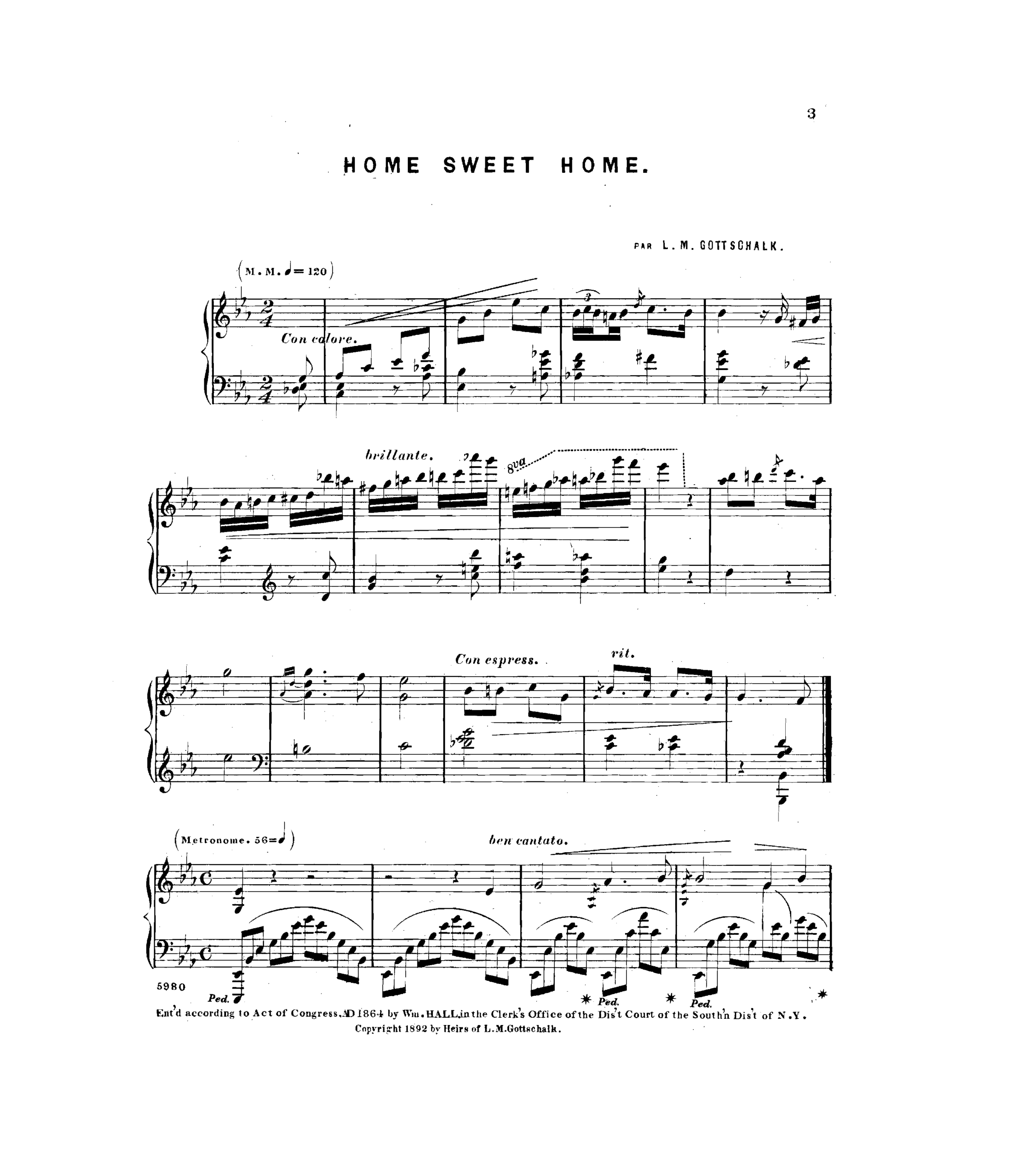 Gottschalk Louis Home Sweet Home Op 51 For Piano Free Sheet Music For Piano 8notes Gottschalk Louis Home Sweet Home Op 51 For Piano Free Sheet Music For Piano 8notes