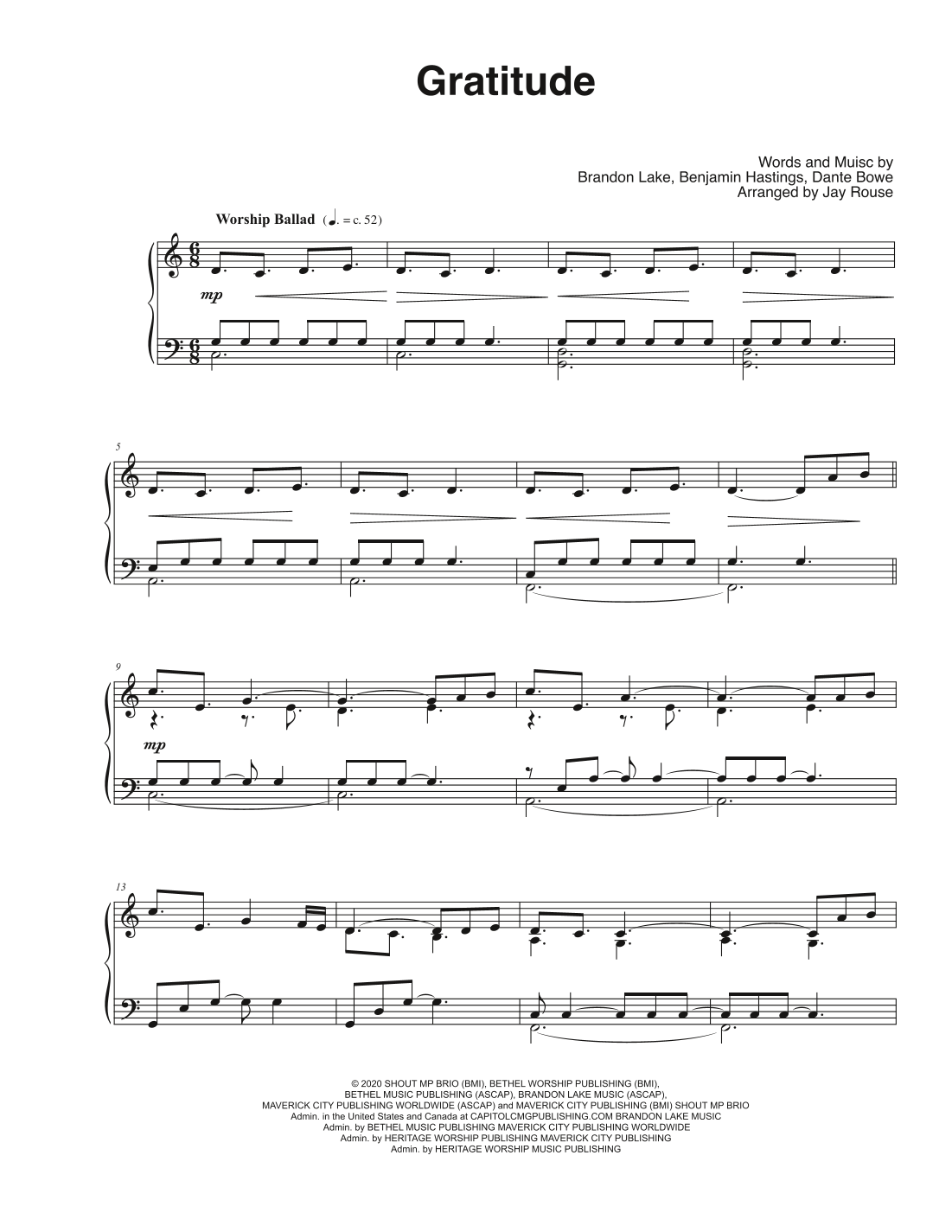 gratitude piano sheet music gratitude piano sheet music