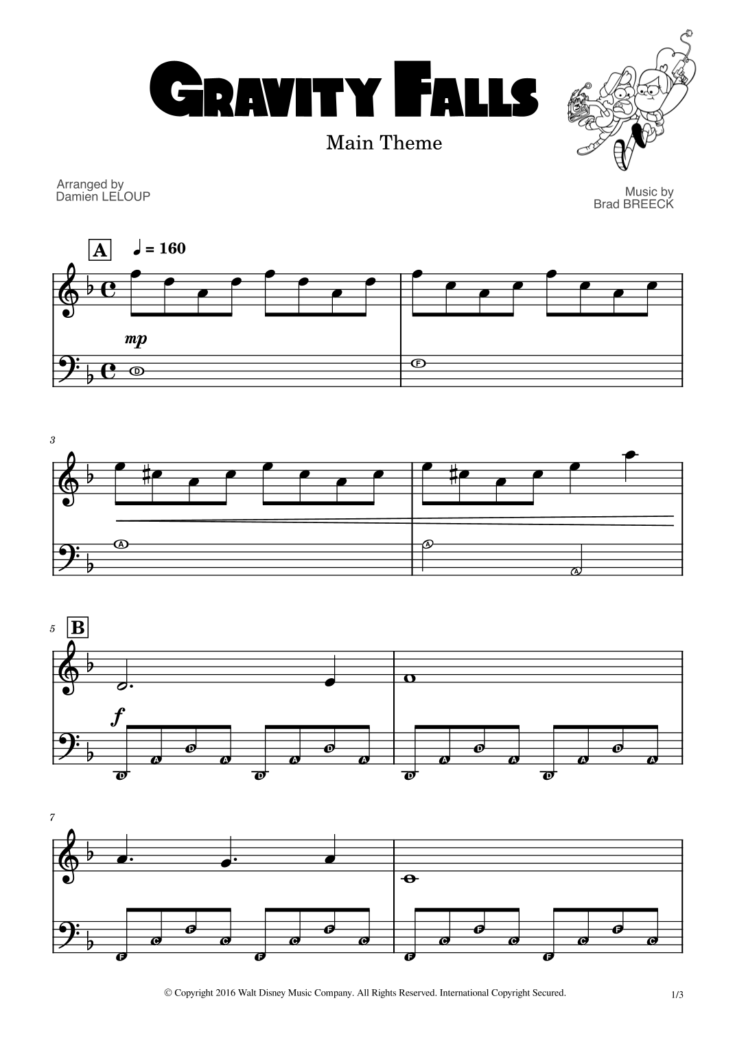 Gravity Falls main Theme arr Damien LELOUP By Brad Breeck Sheet Music For Piano Solo At Sheet Music Direct