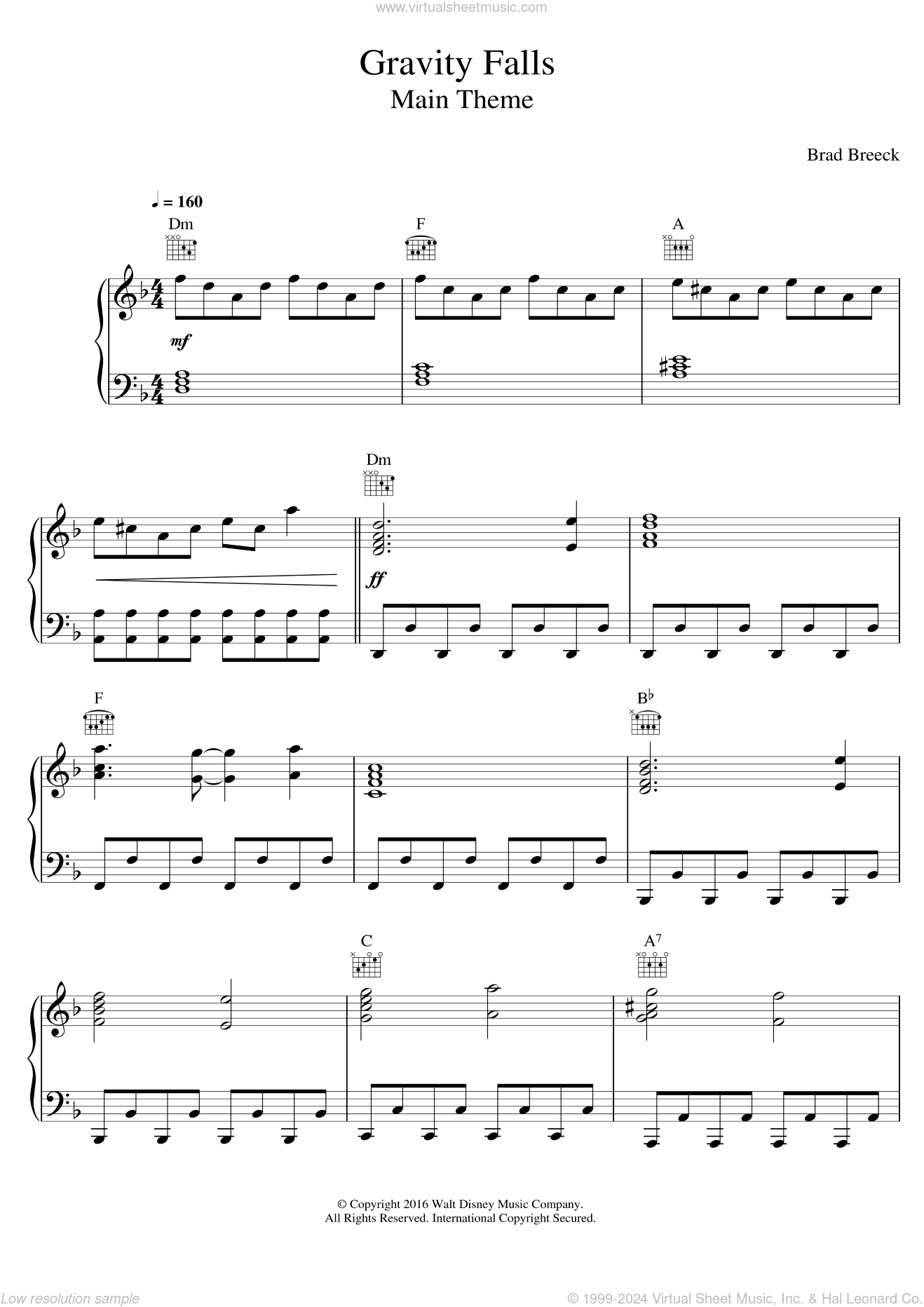 Gravity Falls Main Theme Sheet Music For Piano Solo PDF 