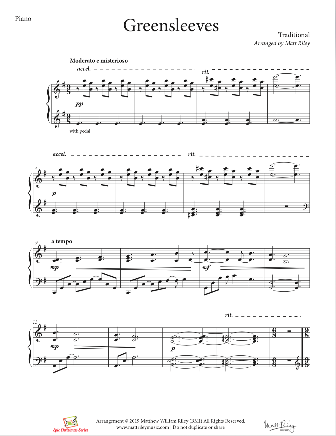 Greensleeves Piano Sheet Music And Accompaniment Track Matt Riley Greensleeves Piano Sheet Music And Accompaniment Track Matt Riley
