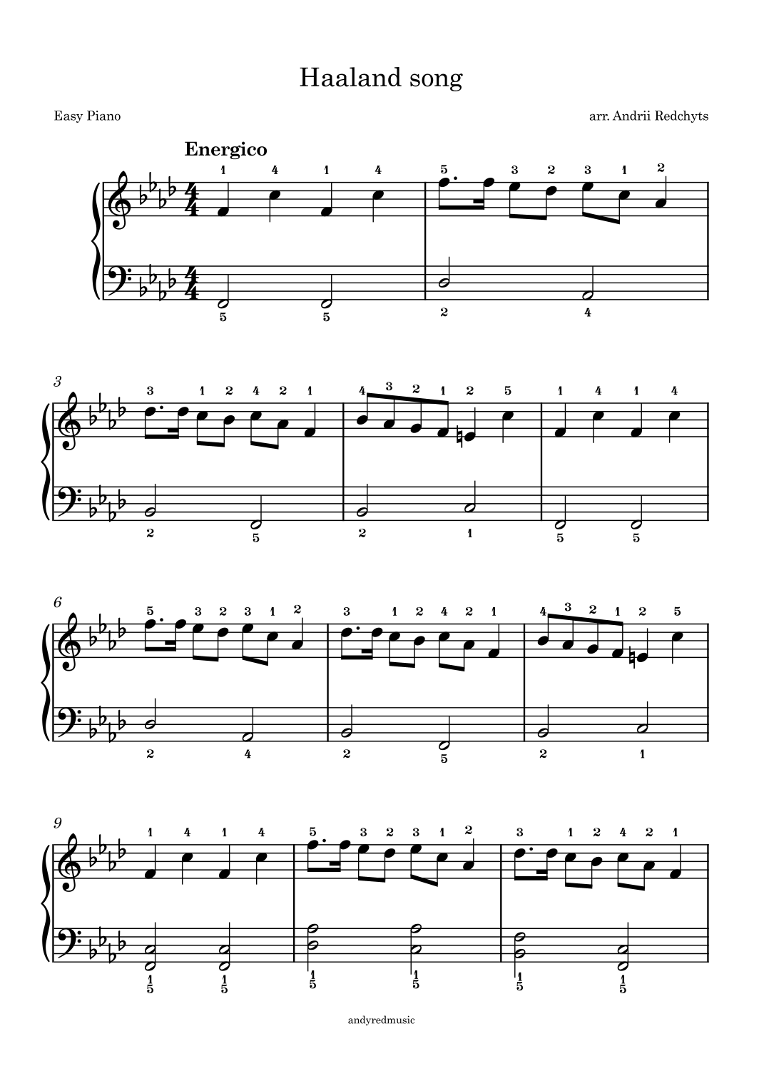 Haalang Song For EASY PIANO arr Andrii Redchyts By Andrii Redchyts Sheet Music For Easy Piano At Sheet Music Direct