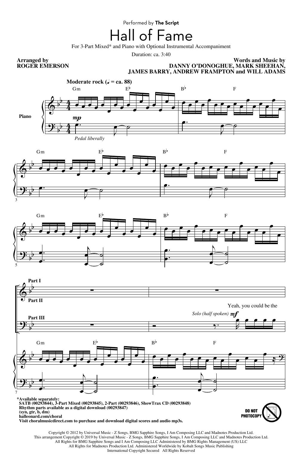 hall of fame piano sheet music