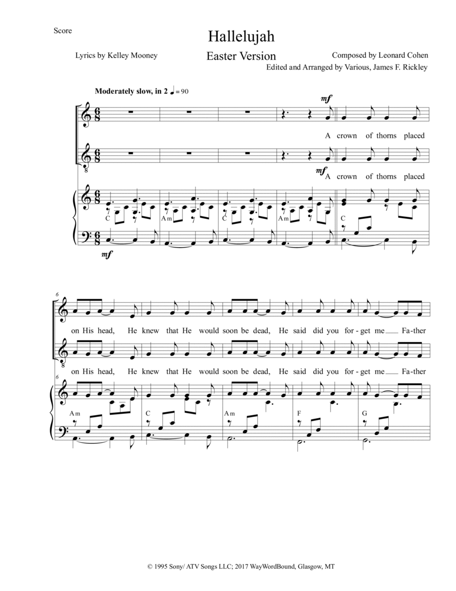 hallelujah song piano sheet music