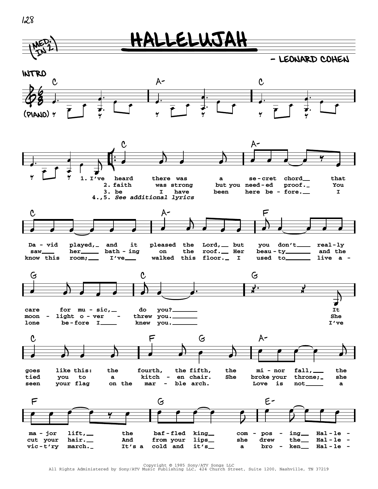 Hallelujah By Leonard Cohen Sheet Music For Real Book Melody Lyrics Chords At Sheet Music Direct Hallelujah By Leonard Cohen Sheet Music For Real Book Melody Lyrics Chords At Sheet Music Direct