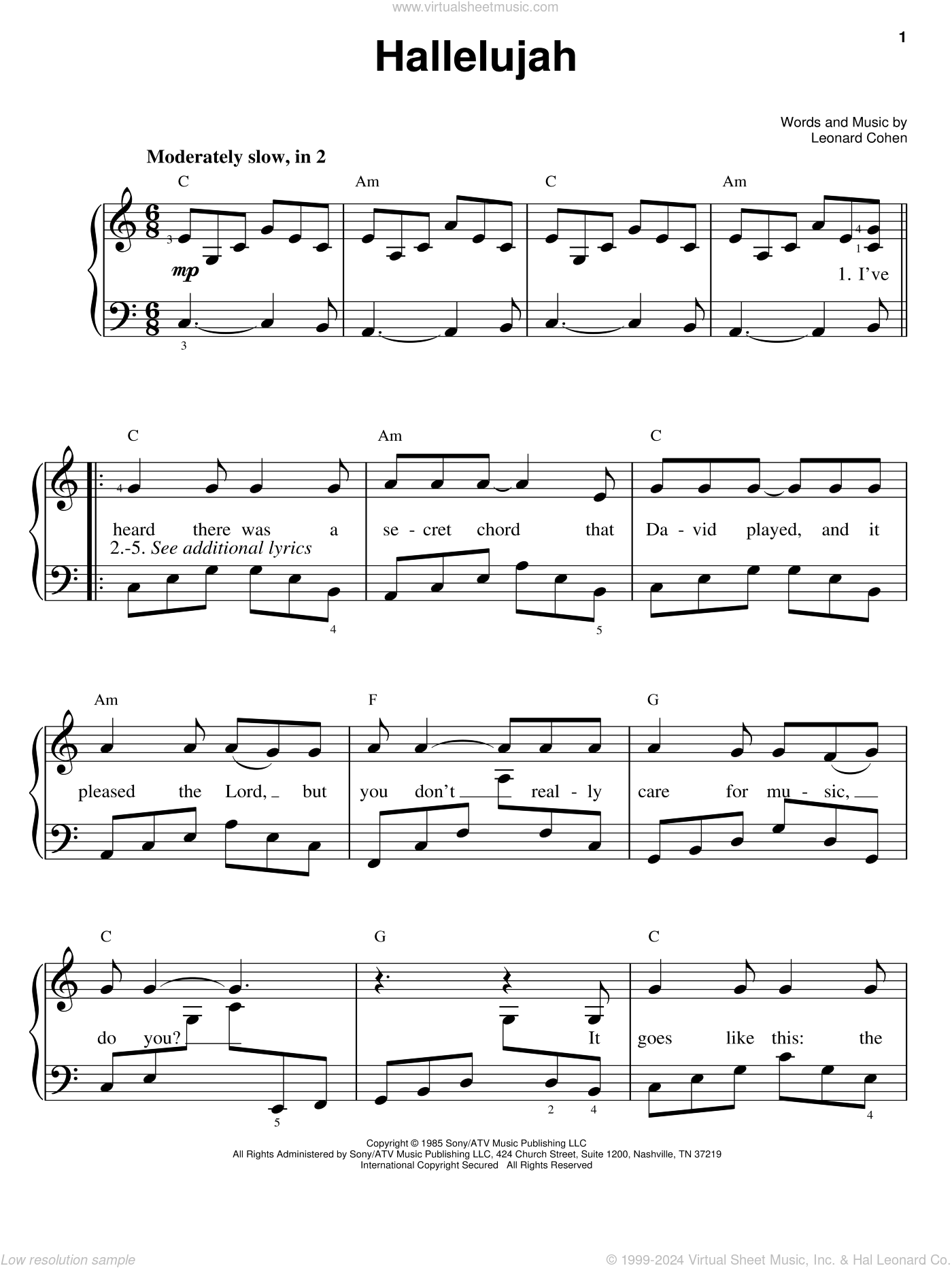 Hallelujah easy Sheet Music For Piano Solo PDF interactive Hallelujah easy Sheet Music For Piano Solo PDF interactive