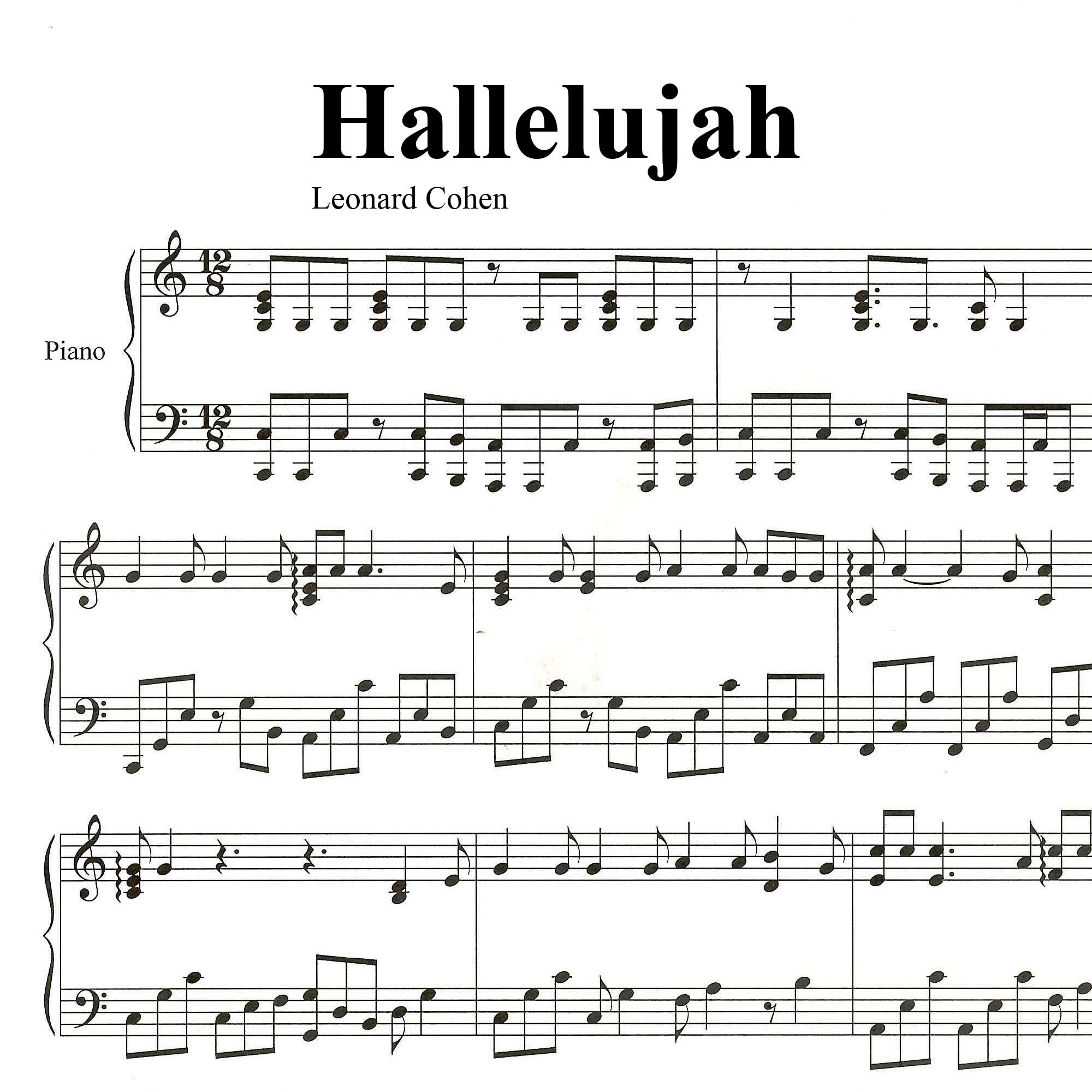 Hallelujah Leonard Cohen Piano Solo Sheet Music Etsy Hallelujah Leonard Cohen Piano Solo Sheet Music Etsy