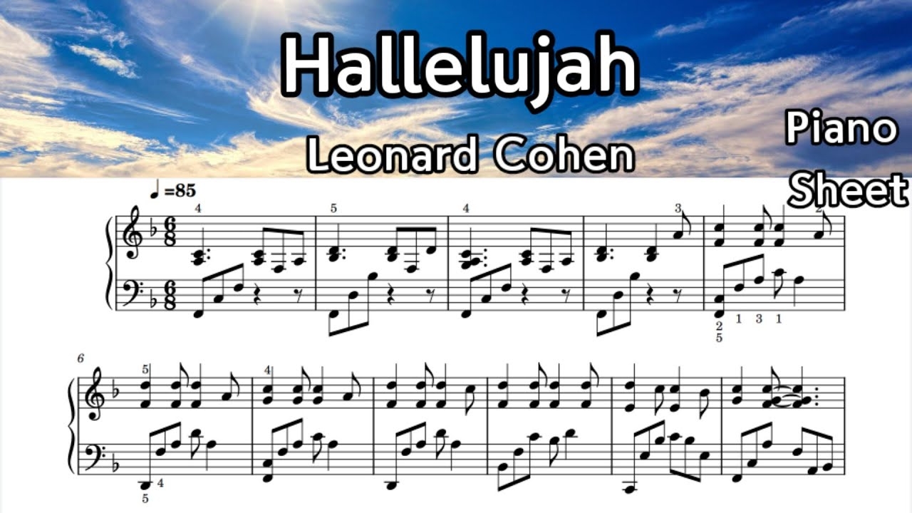 hallelujah leonard cohen piano sheet music hallelujah leonard cohen piano sheet music