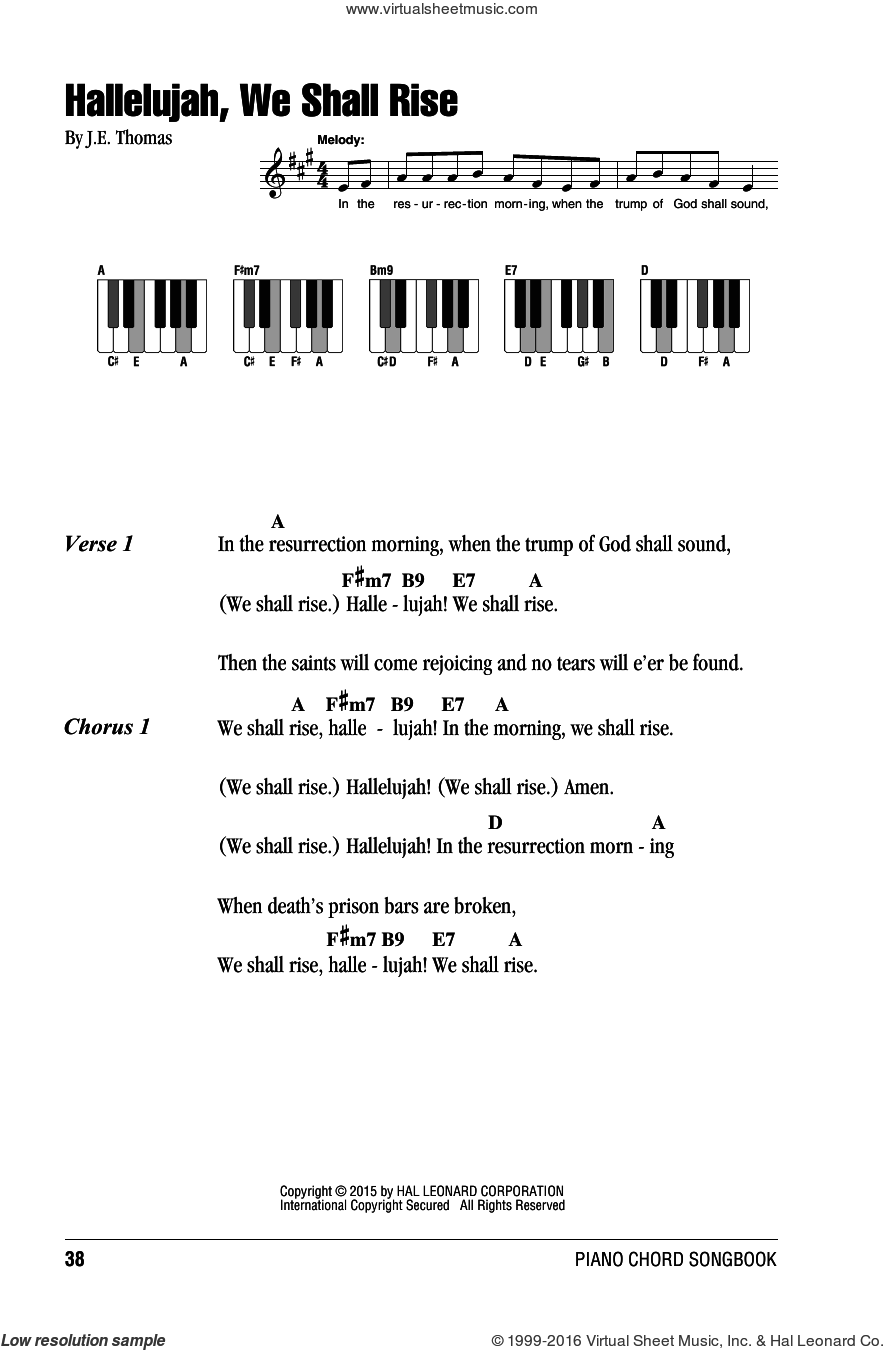 Hallelujah We Shall Rise Sheet Music For Piano Solo chords Lyrics Melody Hallelujah We Shall Rise Sheet Music For Piano Solo chords Lyrics Melody