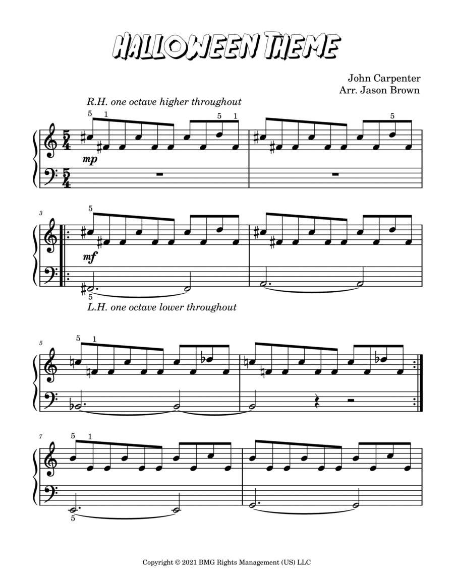Halloween Theme Easy Piano Digital Sheet Music Sheet Music Plus
