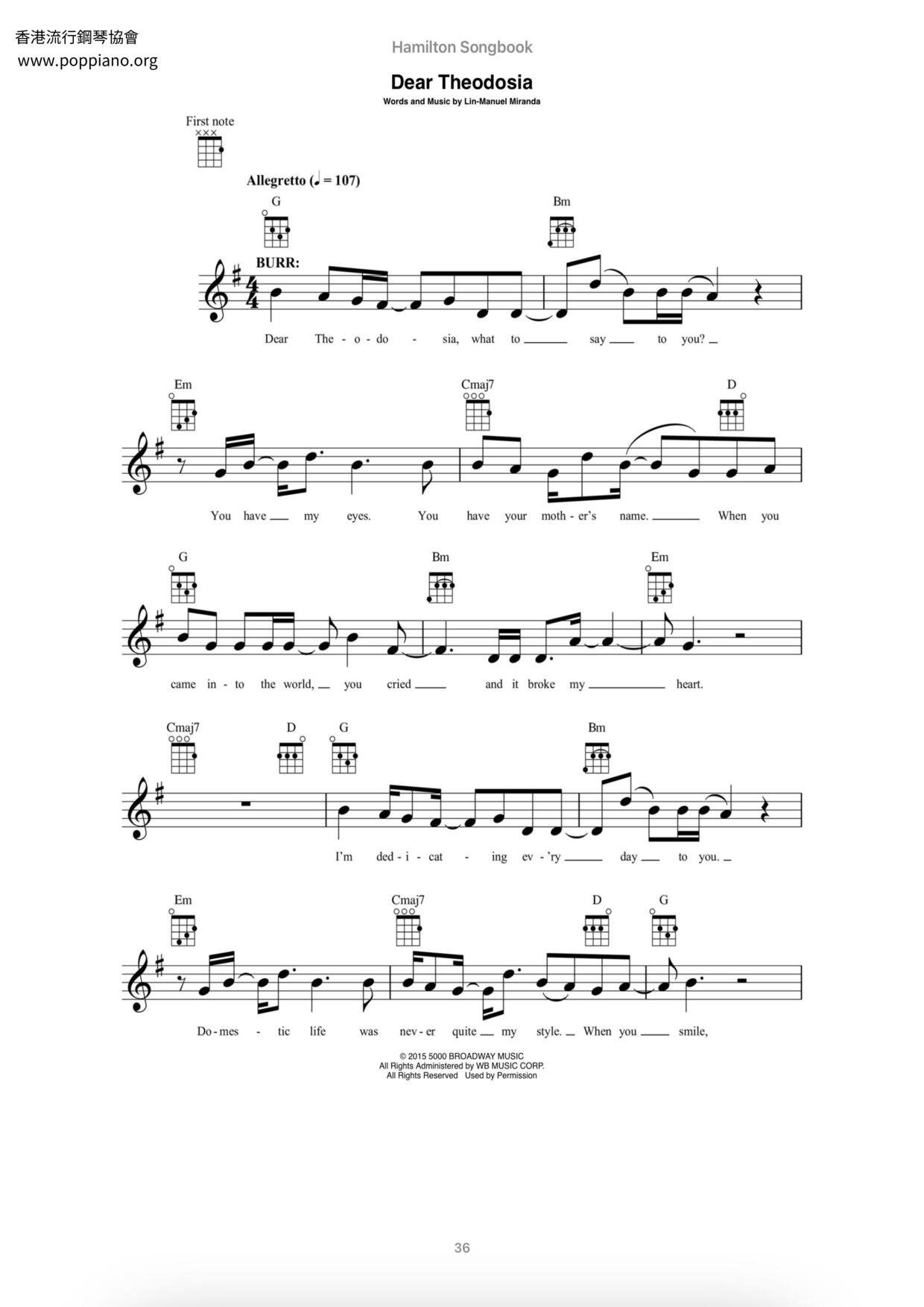 Hamilton Dear Theodosia Sheet Music Pdf Free Score Download Hamilton Dear Theodosia Sheet Music Pdf Free Score Download