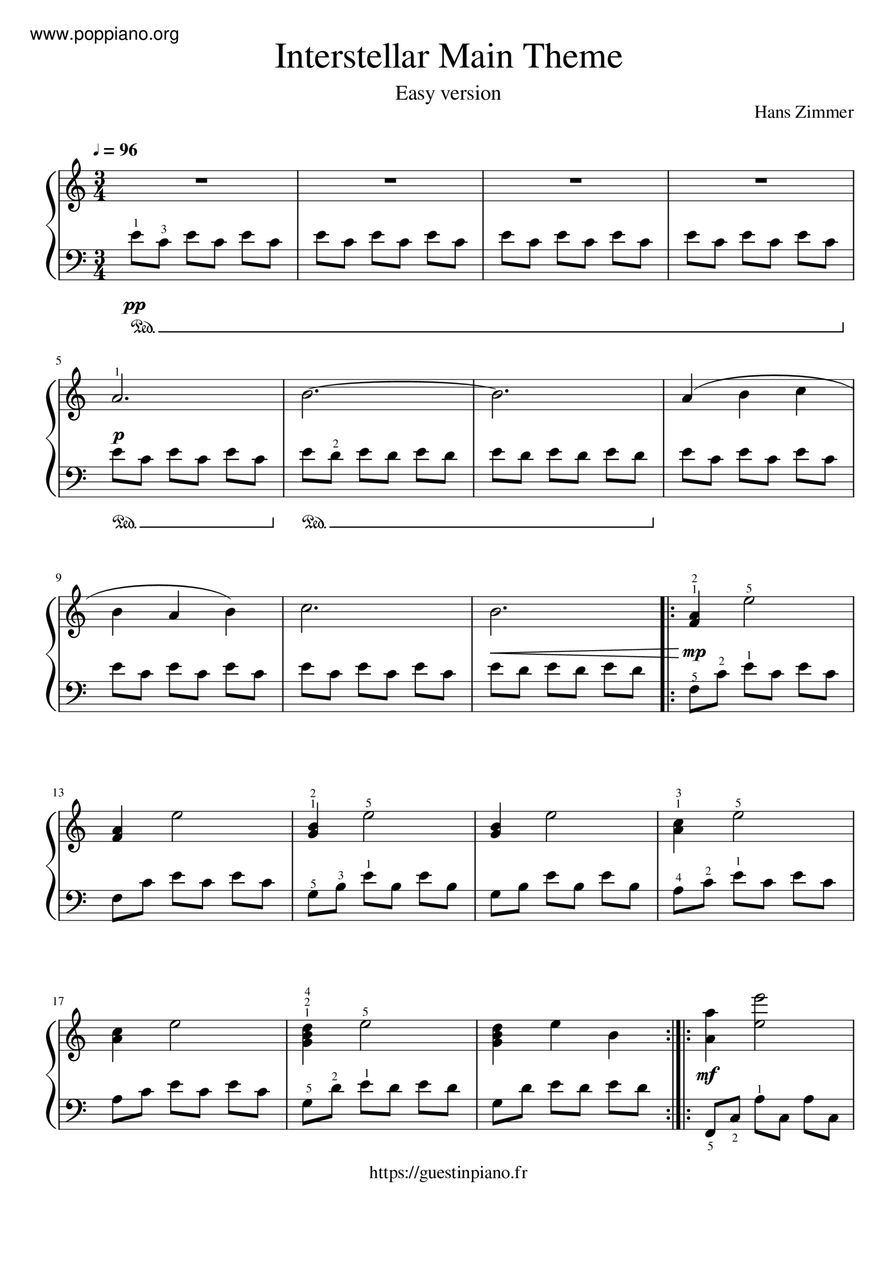  Hans Zimmer Interstellar Main Theme Sheet Music Pdf Free Score Download 