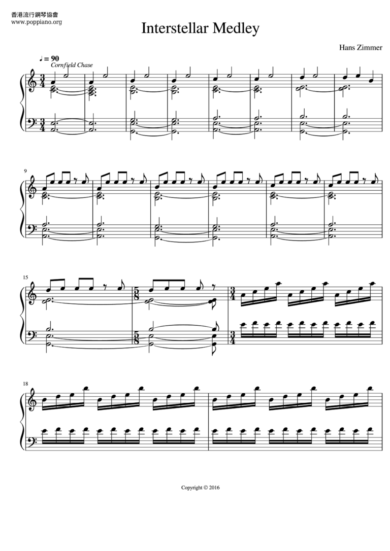  Hans Zimmer Interstellar Medley Sheet Music Pdf Free Score Download 