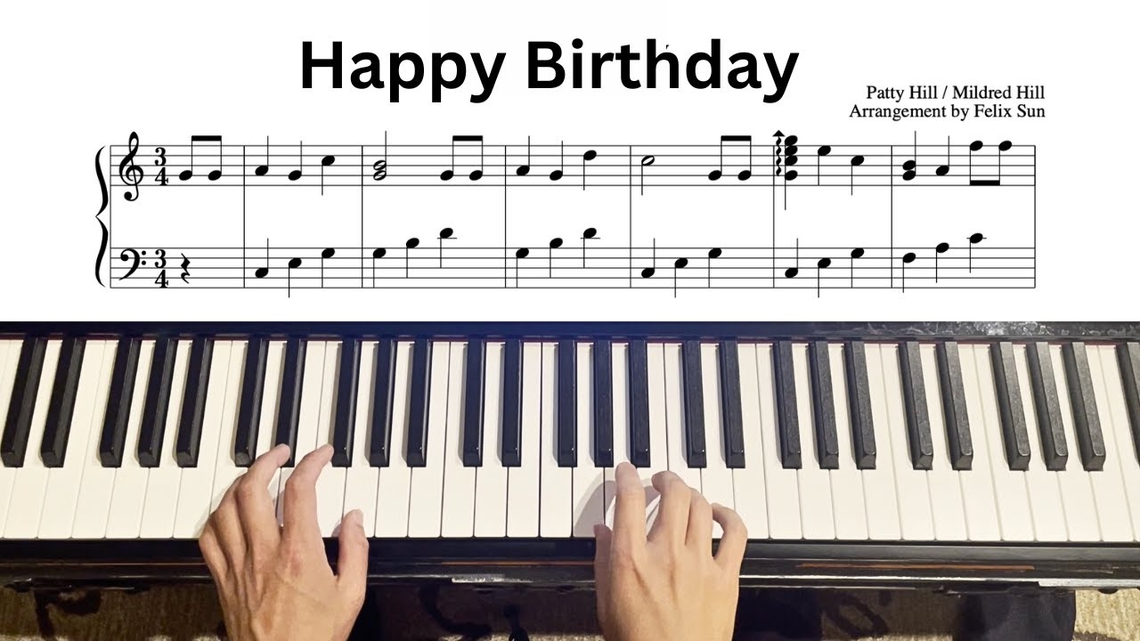 music sheet for happy birthday on piano
