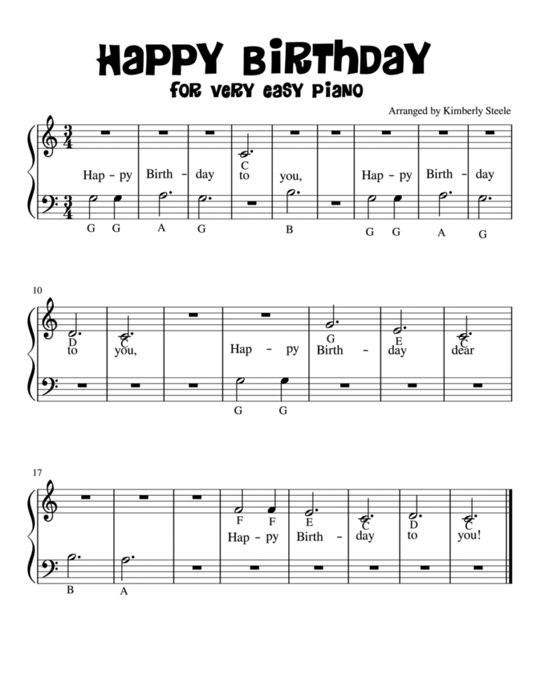 Happy Birthday For Very Easy Piano Easy Piano Digital Sheet Music Sheet Music Plus
