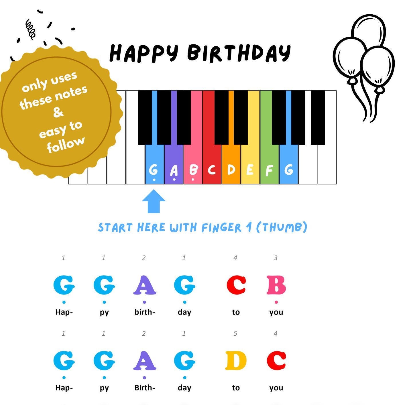Happy Birthday Kids Piano Sheet Music Color Coded Piano Music Sheet Easy Piano Song With Musical Letter Piano Music Sheet PDF Etsy Happy Birthday Kids Piano Sheet Music Color Coded Piano Music Sheet Easy Piano Song With Musical Letter Piano Music Sheet PDF Etsy