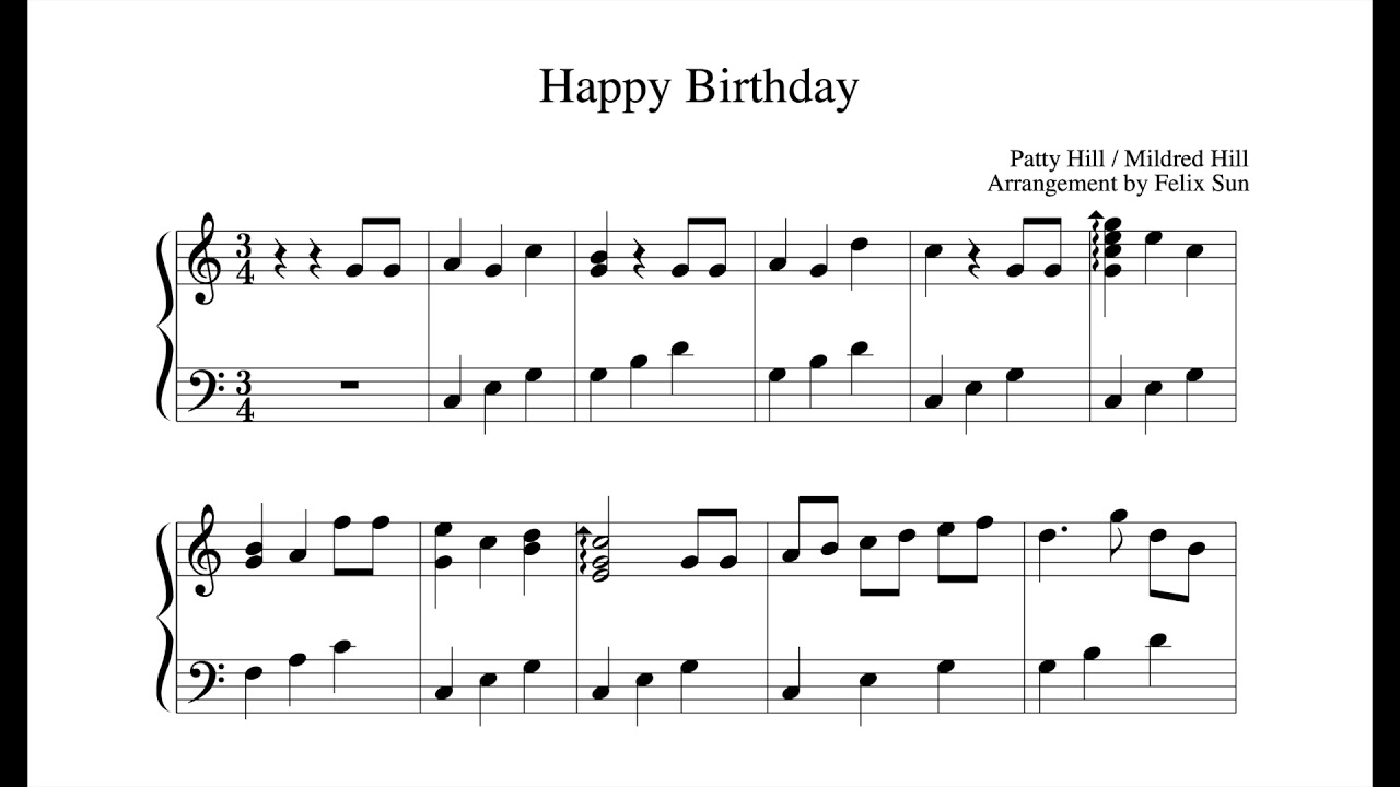 Happy Birthday Piano Sheet Music Arrangement By Felix Sun YouTube Happy Birthday Piano Sheet Music Arrangement By Felix Sun YouTube