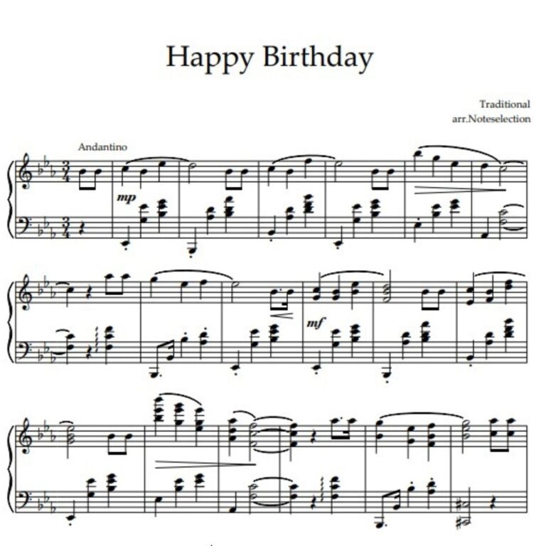 Happy Birthday Piano Sheet Music Easy Play E Flat Major instant PDF Download Etsy